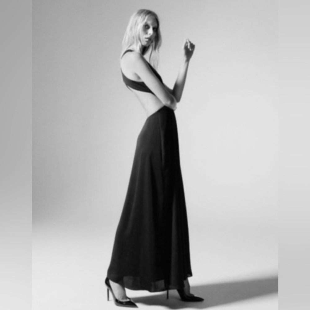 NWT Aritzia Talula Peekaboo Black Maxi Dress Large